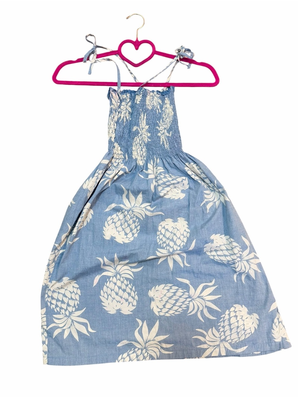 Vintage Hawaiian Pineapple Print Smocked Midi Dress Small